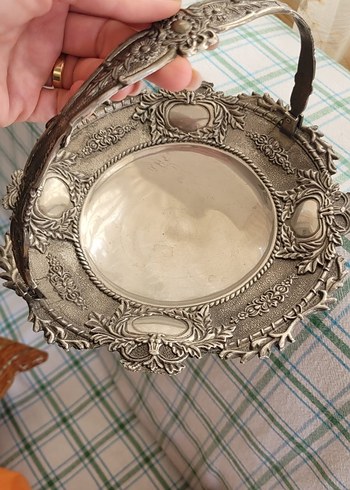 Gümüş ton vintage kabartma şekerlik - Görsel 8