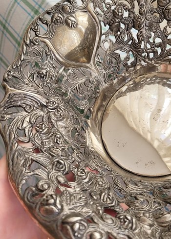 Gümüş ton vintage kabartma şekerlik - Görsel 2