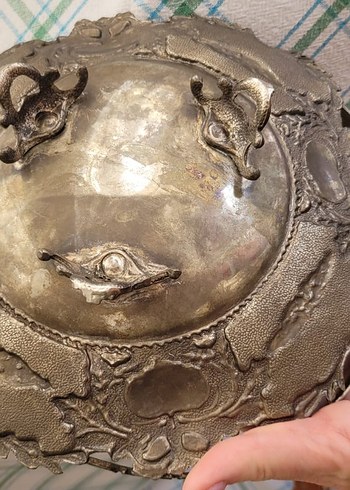 Gümüş ton vintage kabartma şekerlik - Görsel 3