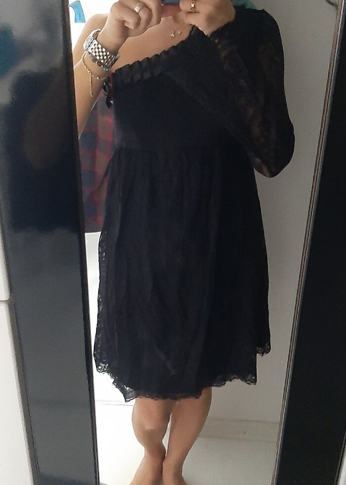 Tek kol detayli elbise - Görsel 3