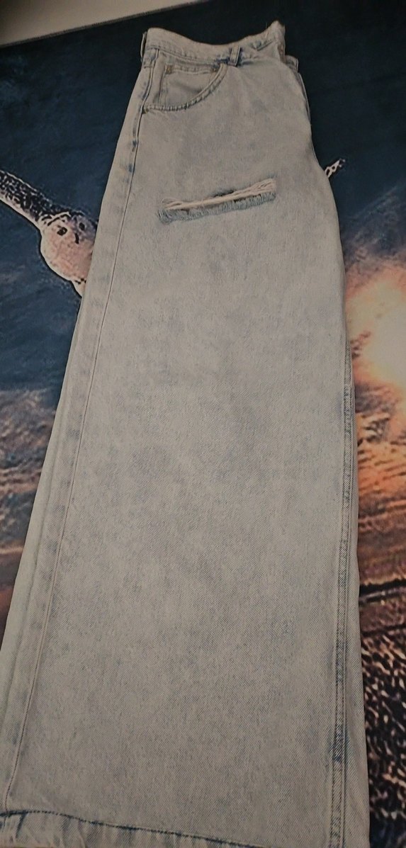 Kadın Bej Kot Pantolon - Kemerli, Rahat Kesim - Görsel 5