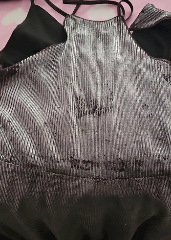 Kadın Gri parlak kumas midi elbise - Görsel 5