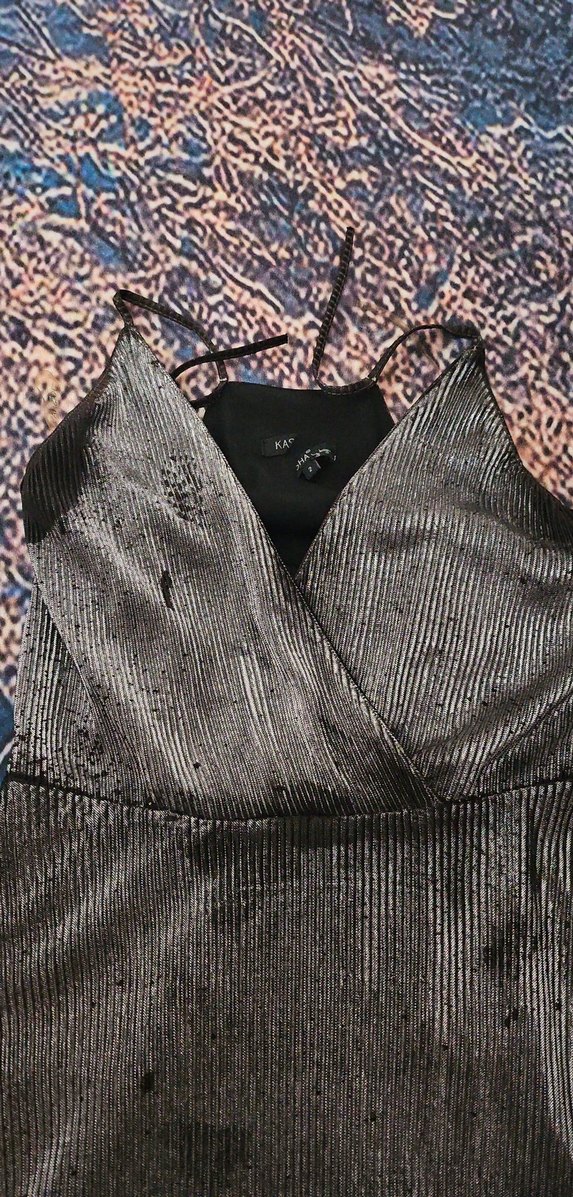 Kadın Gri parlak kumas midi elbise - Görsel 2