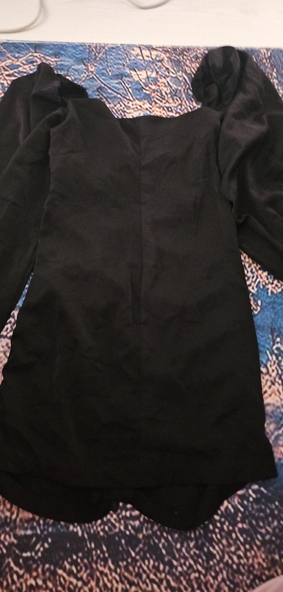 Siyah Straplez Uzun Kollu Mini Elbise - Görsel 4