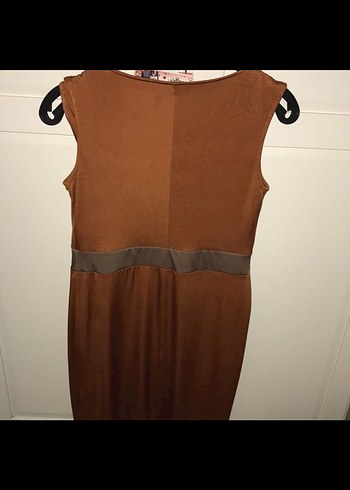 Kahverengi Drapeli Mini Elbise - Görsel 3