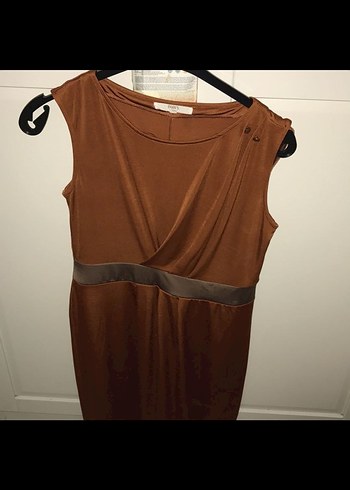 Kahverengi Drapeli Mini Elbise - Görsel 2