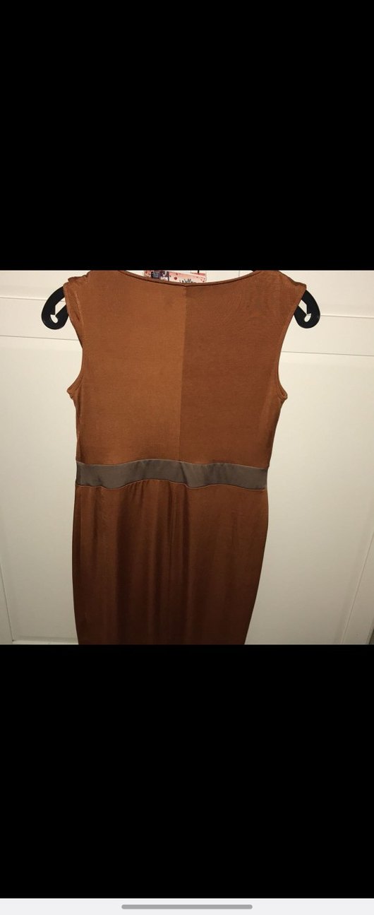 Kahverengi Drapeli Mini Elbise - Görsel 3