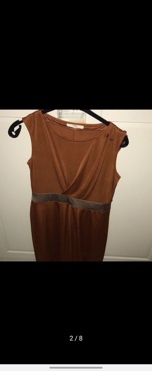Kahverengi Drapeli Mini Elbise - Görsel 2