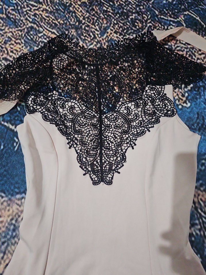 Beyaz Dantelli Mini Straplez Kadın Elbise - Görsel 2