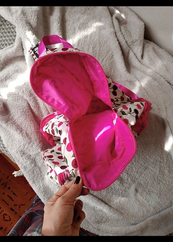 Pembe Kiraz Desenli Çocuk Okul Çantası - Görsel 3