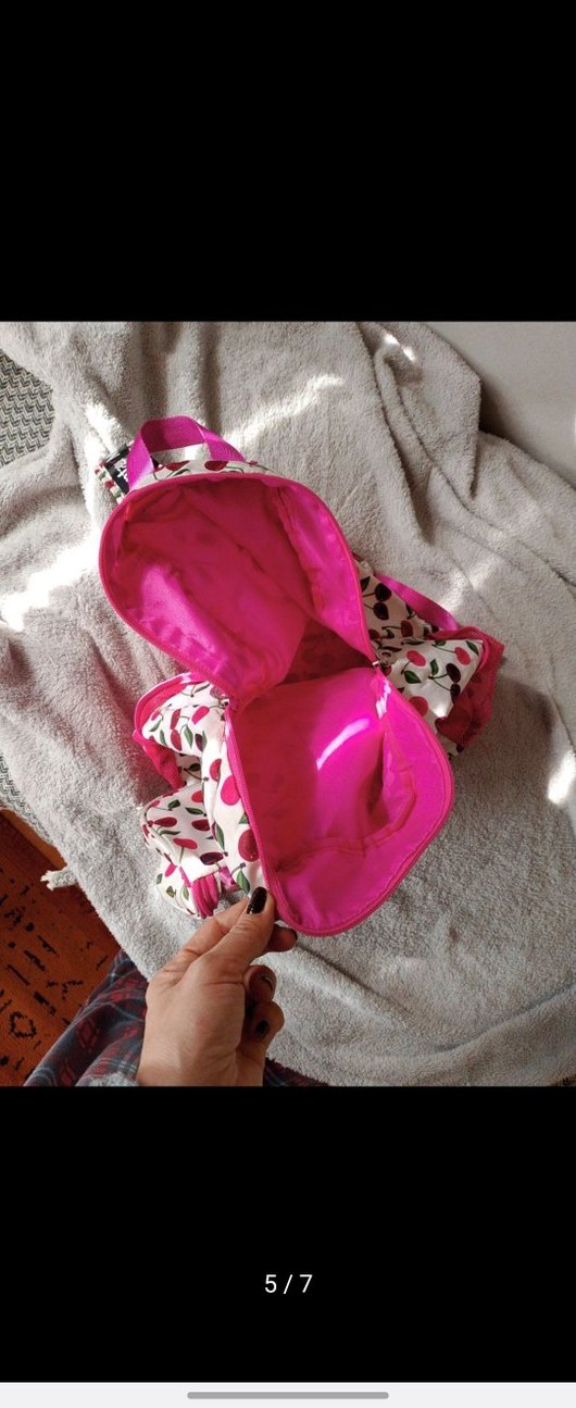 Pembe Kiraz Desenli Çocuk Okul Çantası - Görsel 3
