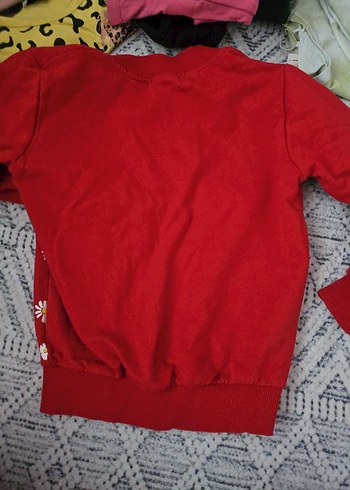 Kız Çocuk Kırmızı Nakışlı Sweatshirt - Görsel 2
