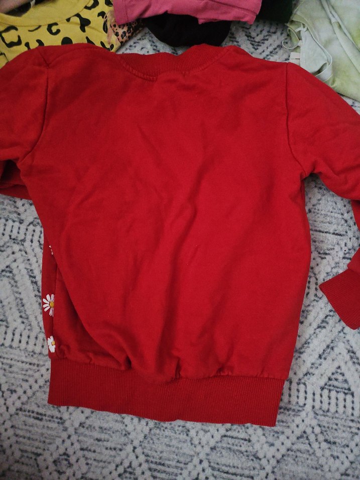 Kız Çocuk Kırmızı Nakışlı Sweatshirt - Görsel 2