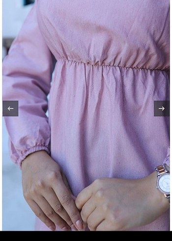 Pembe Uzun Kollu Pamuklu Elbise - Görsel 2