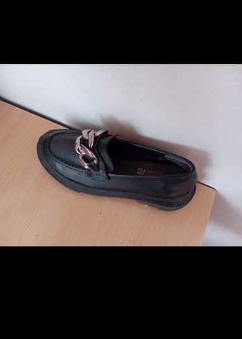 Tokalı Siyah Kadın Loafer Blok Topuk - Görsel 2