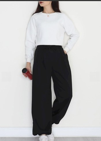 Siyah Rahat Kesim Kadın Eşofman Altı - Görsel 5