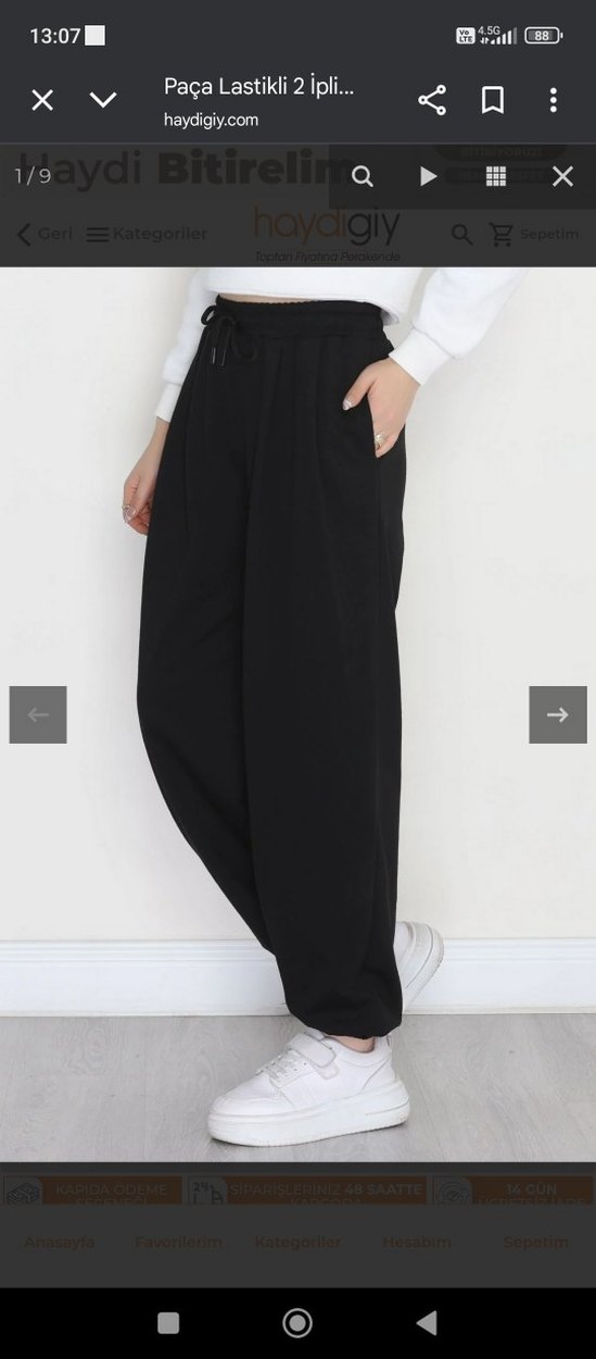 Siyah Rahat Kesim Kadın Eşofman Altı - Görsel 4