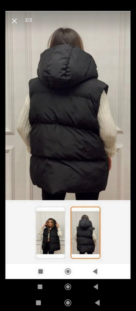 Siyah Kapüşonlu  fermuarlı Kadın Yelek - Görsel 3