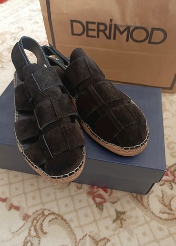 Siyah derimod süet sandalet sıfır - Görsel 2