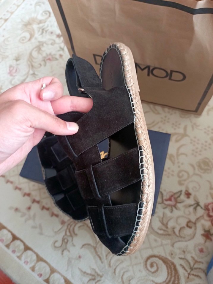 Siyah derimod süet sandalet sıfır - Görsel 3