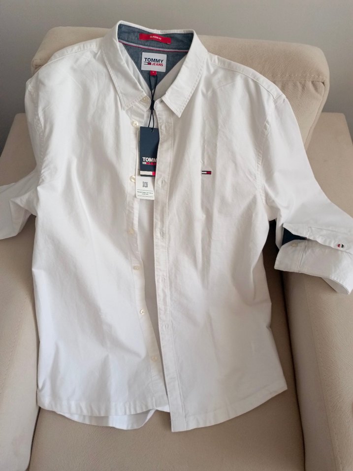 Sıfır Tommy Jeans Beyaz Gömlek - Görsel 3