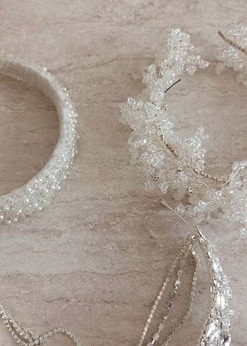 Beyaz Boncuklu Kadın Saç Aksesuarları - Görsel 6