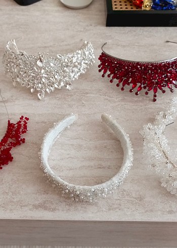 Beyaz Boncuklu Kadın Saç Aksesuarları - Görsel 9