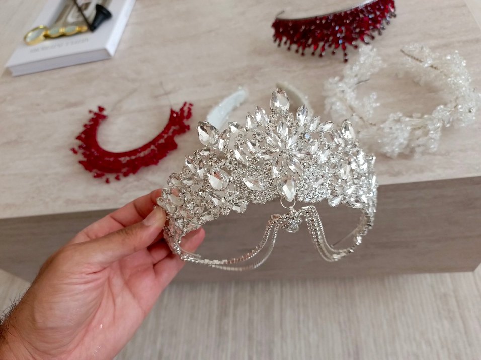 Beyaz Boncuklu Kadın Saç Aksesuarları - Görsel 2