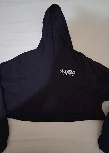 xs Beden Siyah Kapüşonlu Salaş Kadın Sweatshirt