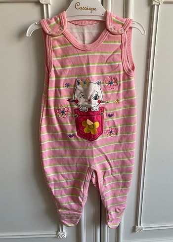 Renkli Baskılı Örgü Pembe Bebek Kız Tulumu