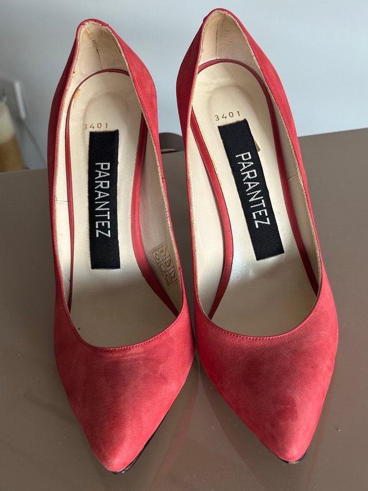 Kırmızı Süet Stiletto Topuklu Kadın Ayakkabı - Görsel 2