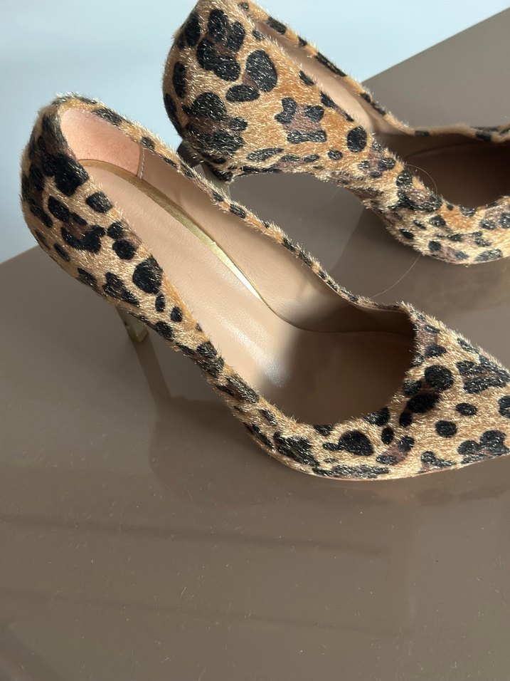 Kahverengi Leopar Desenli Süet Stiletto - Görsel 2
