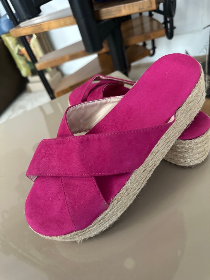 Pembe Süet Dolgu Topuklu Kadın Terlik - Görsel 3