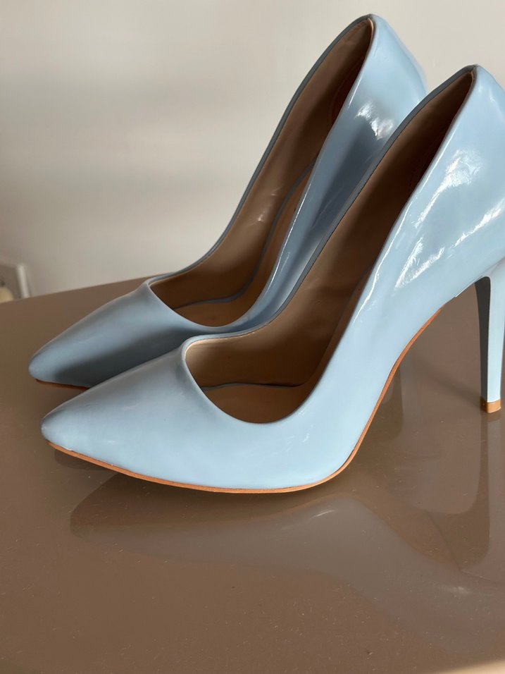 Parlak Mavi Stiletto Topuklu Kadın Ayakkabı - Görsel 3