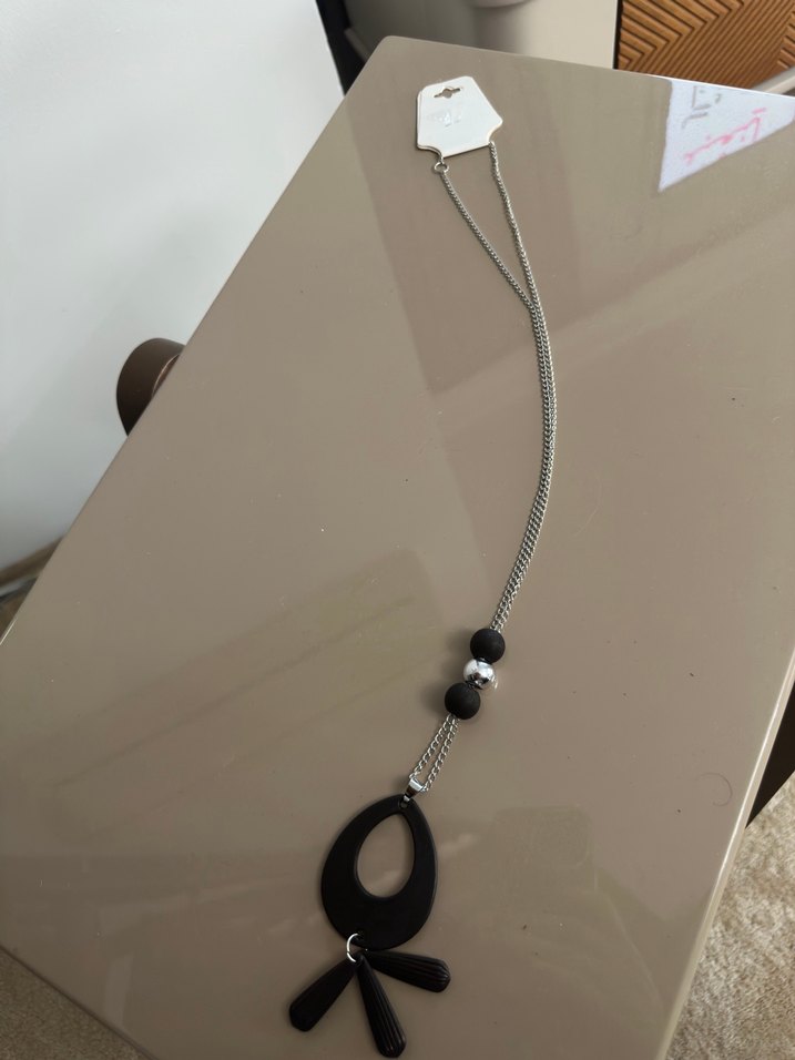 Uzun Zincirli Siyah Bohem Kolye - Görsel 2