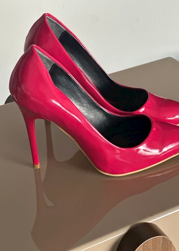 Parlak Pembe Rugan Stiletto Kadın Ayakkabı - Görsel 2