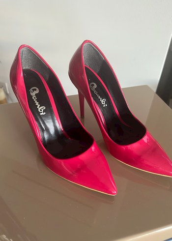 Parlak Pembe Rugan Stiletto Kadın Ayakkabı - Görsel 3