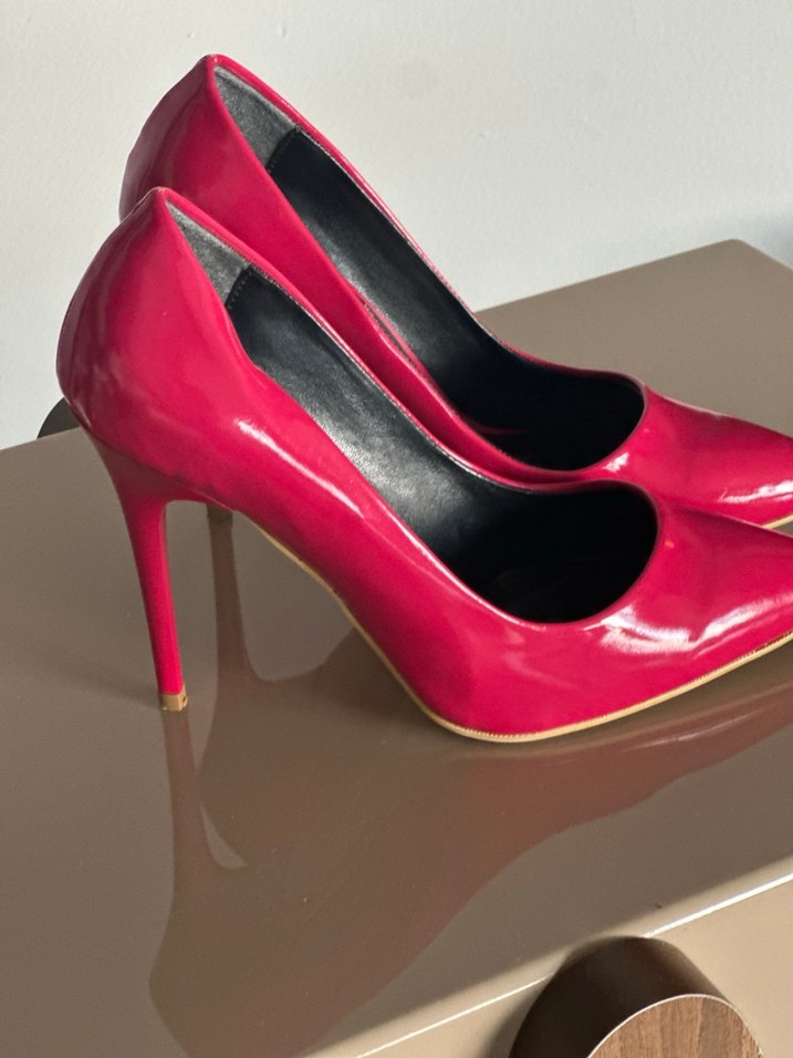 Parlak Pembe Rugan Stiletto Kadın Ayakkabı - Görsel 2