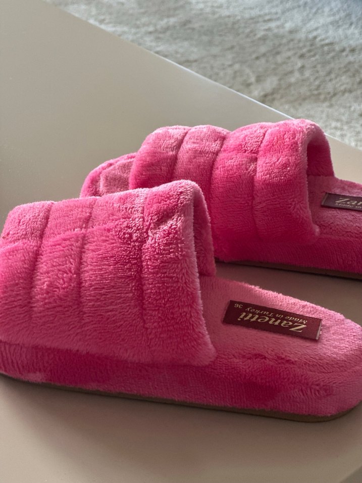 Pembe Kadın Kadife Terlik - Görsel 2