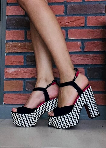 Zebra Desenli Kadın Platform Topuklu Ayakkabı - Görsel 7