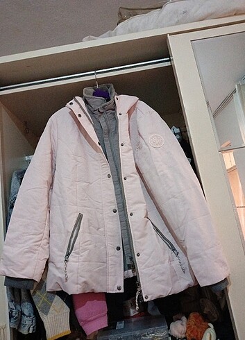 Toz pembe kışlık mont 