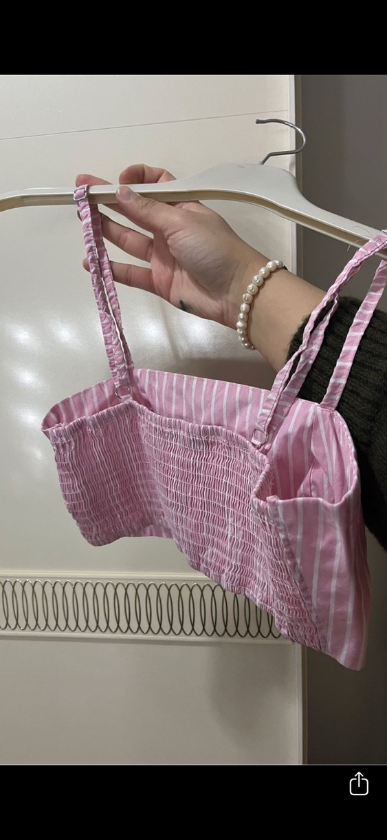 Pembe Çizgili Mini Büstiyer Crop - Görsel 2