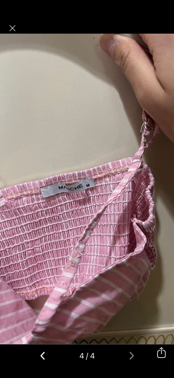 Pembe Çizgili Mini Büstiyer Crop - Görsel 3