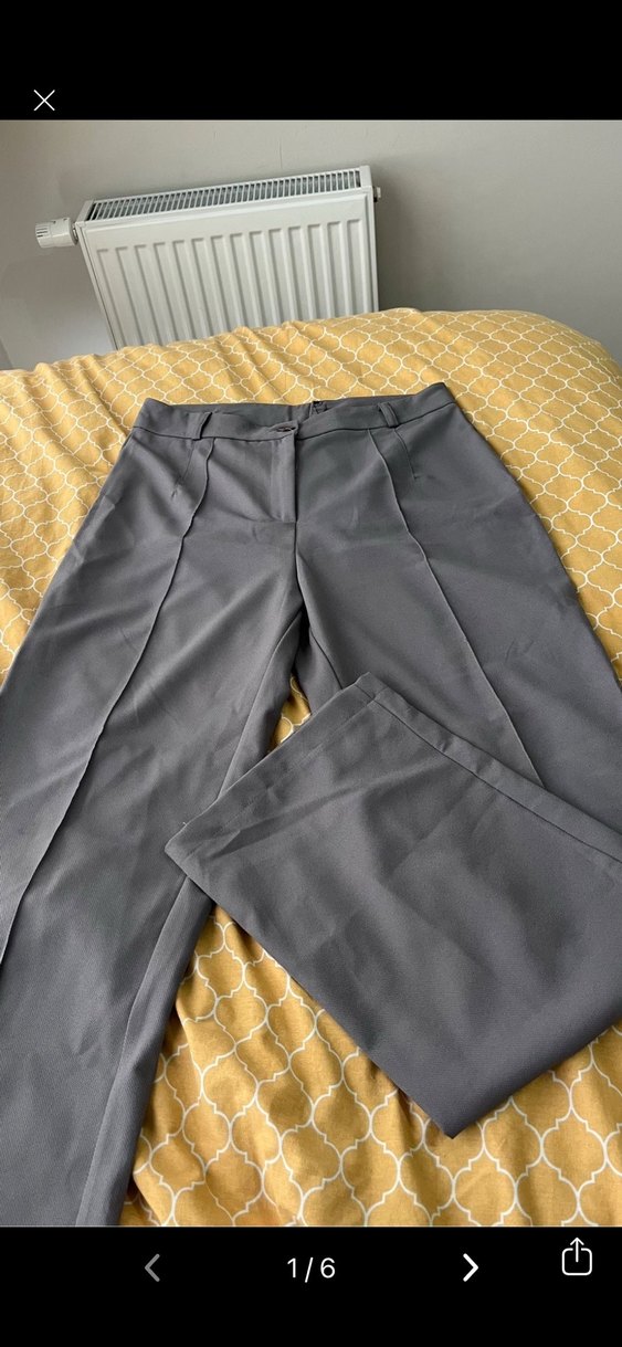 Gri Pilili Kadın Kumaş Pantolon - Görsel 2