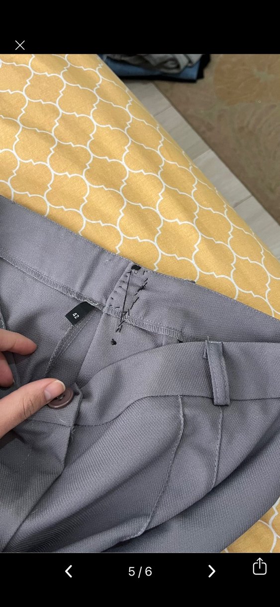 Gri Pilili Kadın Kumaş Pantolon - Görsel 4