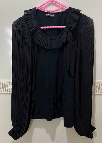 Kol Transparan detaylı bluz - Görsel 3