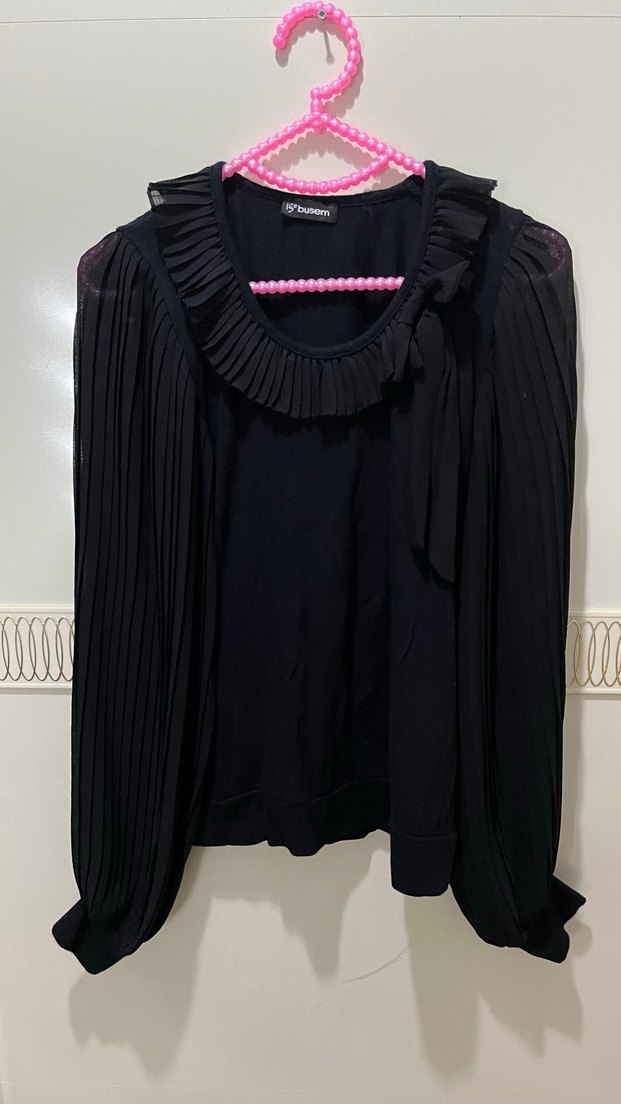 Kol Transparan detaylı bluz - Görsel 2