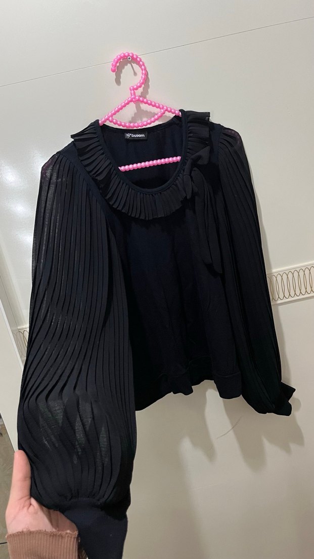 Kol Transparan detaylı bluz - Görsel 4