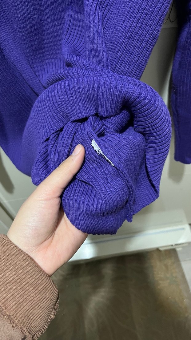 Mor Yüksek Yakalı Örgü Kadın Kazak - Görsel 4