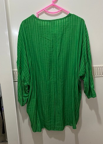 Yeşil Salaş Kadın Keten Gömlek - Görsel 5